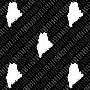 Maine State Shape Pattern Black and White Stripes