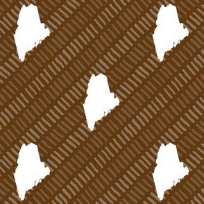 Maine State Shape Pattern Brown and White Stripes