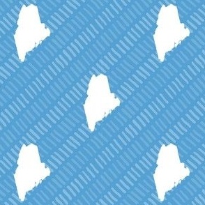 Maine State Shape Pattern Light Blue and White Stripes