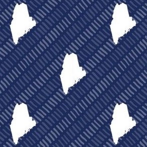 Maine State Shape Pattern Dark Blue and White Stripes