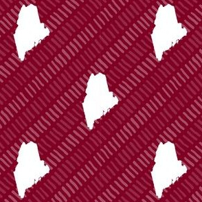 Maine State Shape Pattern Garnet and White Stripes