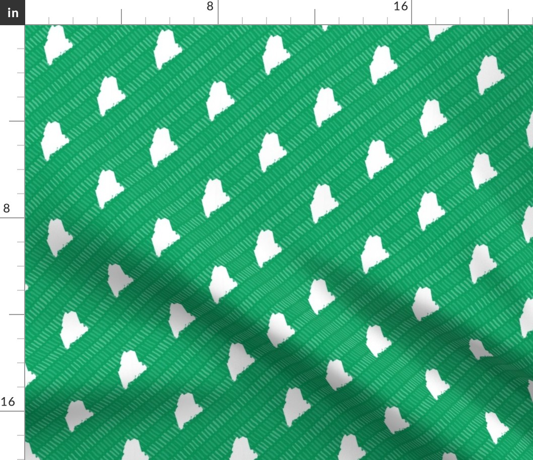 Maine State Shape Pattern Green and White Stripes