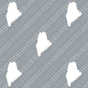 Maine State Shape Pattern Grey and White Stripes