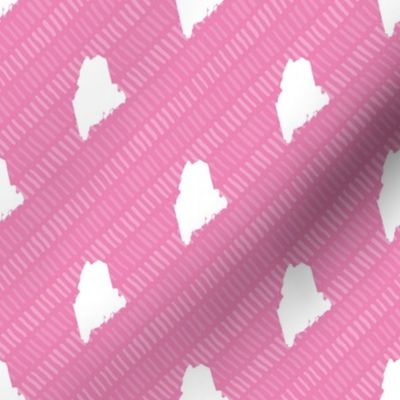 Maine State Shape Pattern Pink and White Stripes