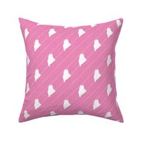 Maine State Shape Pattern Pink and White Stripes