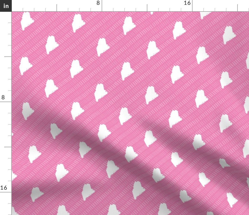 Maine State Shape Pattern Pink and White Stripes