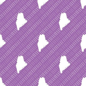 Maine State Shape Pattern Purple and White Stripes