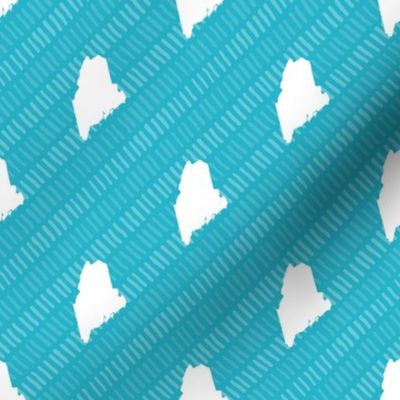 Maine State Shape Pattern Teal and White Stripes