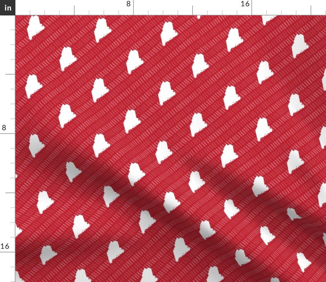 Maine State Shape Pattern Red and White Stripes