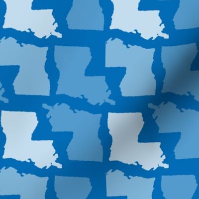 Louisiana State Shape Pattern Blue and White
