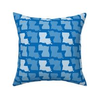 Louisiana State Shape Pattern Blue and White