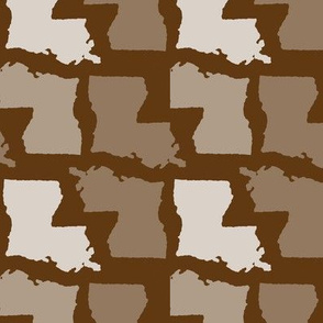 Louisiana State Shape Pattern Brown and White