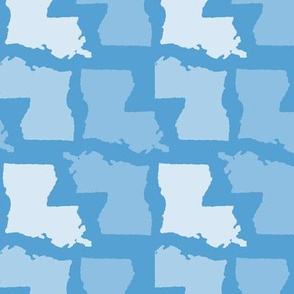 Louisiana State Shape Pattern Light Blue and White