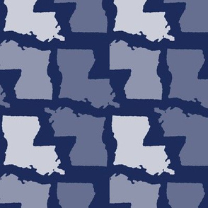 Louisiana State Shape Pattern Dark Blue and White Stripes