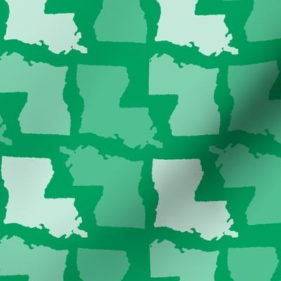 Louisiana State Shape Pattern Green and White