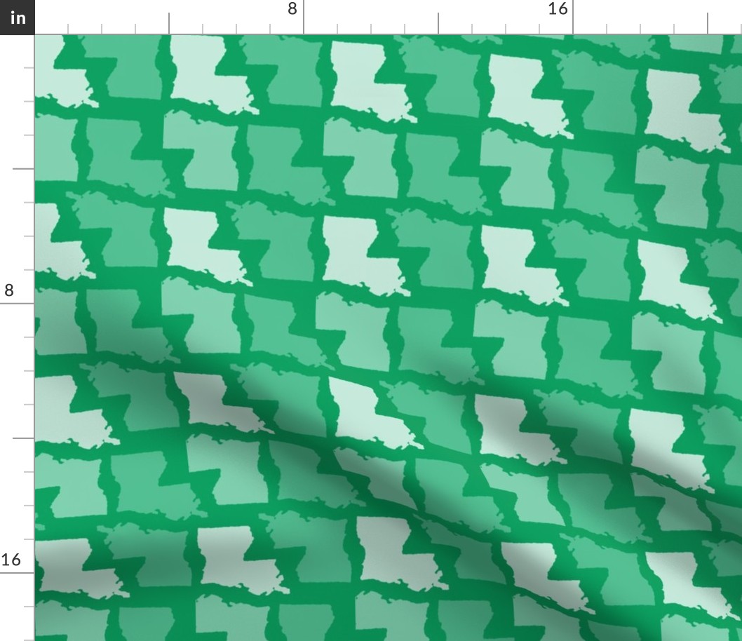 Louisiana State Shape Pattern Green and White