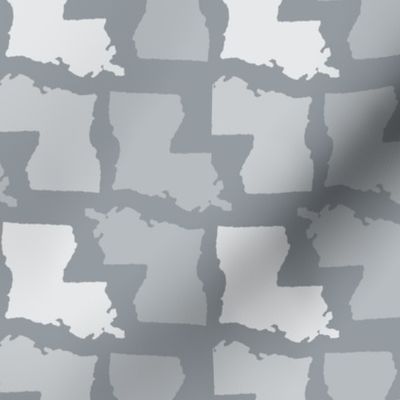 Louisiana State Shape Pattern Grey and White