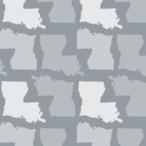 Louisiana State Shape Pattern Grey and White
