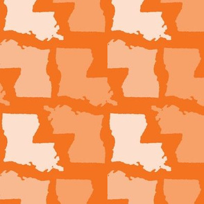 Louisiana State Shape Pattern Orange and White