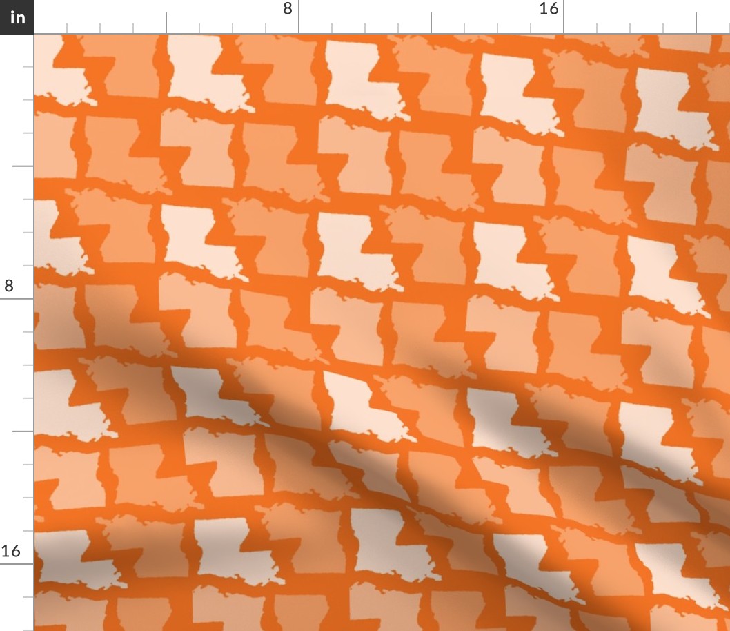 Louisiana State Shape Pattern Orange and White