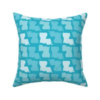 Louisiana State Shape Pattern Teal and White