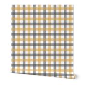 Gingham in Charcoal and Ochre - Medium