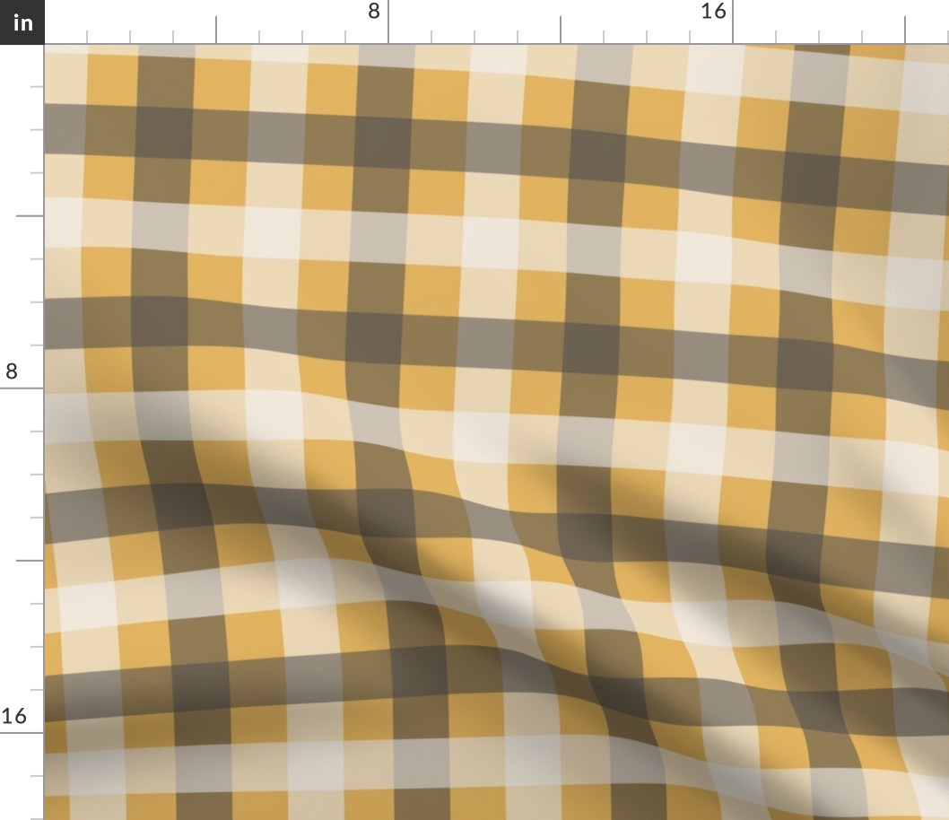 Gingham in Mustard, Charcoal and White