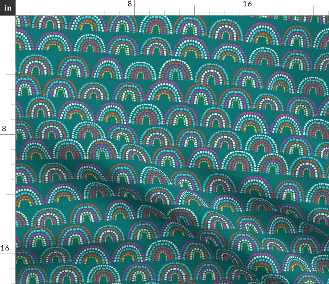 rainbow scoop - rainbow fabric, rainbows fabric, neutral rainbow fabric, nursery fabric, rainbow baby fabric, - emerald