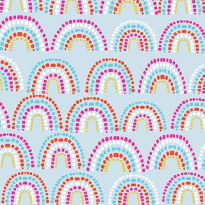 rainbow scoop - rainbow fabric, rainbows fabric, neutral rainbow fabric, nursery fabric, rainbow baby fabric, - pastel blue