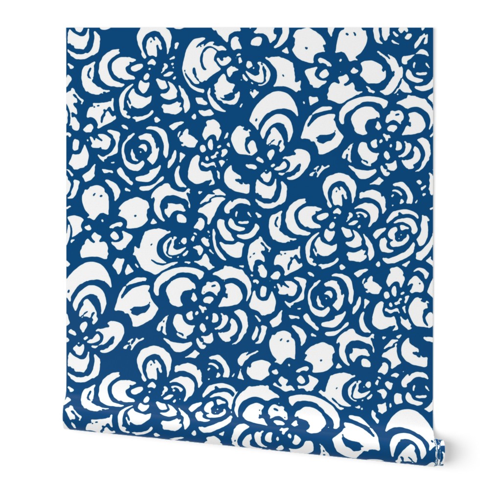 Painterly Floral Classic Blue and white