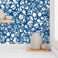 Painterly Floral Classic Blue and white