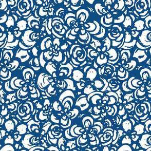Painterly Floral Classic Blue and white