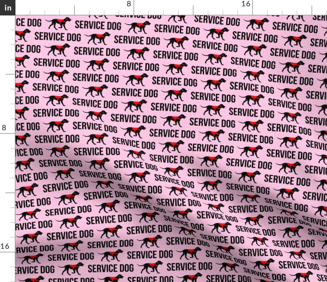 Service Dog - red on pink -  LAD19