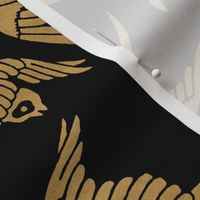 VINTAGE JAPANESE SWALLOWS - GOLD ON BLACK