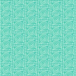 HCF31 -  Small -  Hurricane in a Checkered Field in Turquoise - Aqua - Two Tone