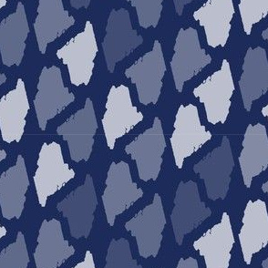 Maine State Shape Pattern Dark Blue and White