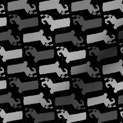 Massachusetts State Shape Pattern Black and White