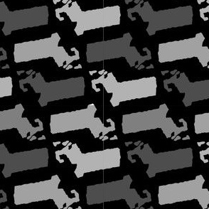 Massachusetts State Shape Pattern Black and White