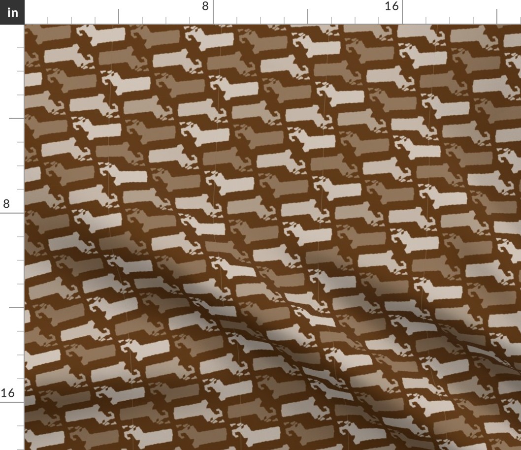 Massachusetts State Shape Pattern Brown and White
