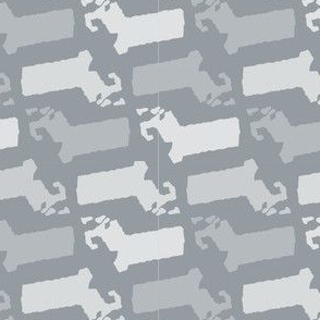 Massachusetts State Shape Pattern Grey and White