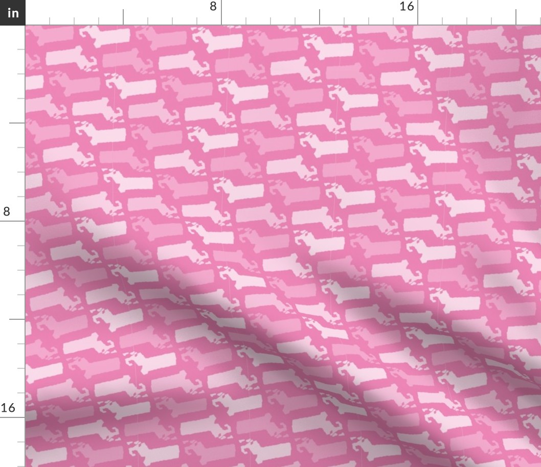 Massachusetts State Shape Pattern Pink and White