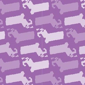Massachusetts State Shape Pattern Purple and White