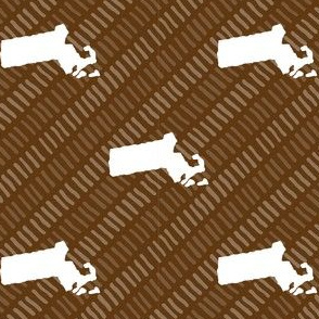 Massachusetts State Shape Pattern Brown and White Stripes