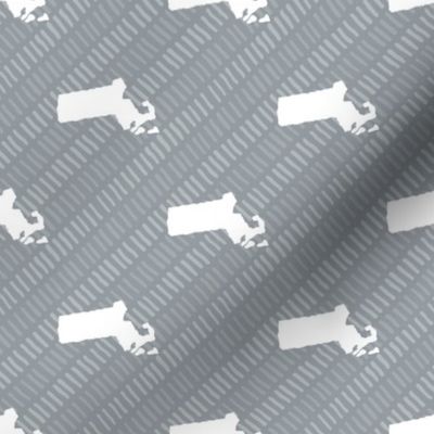 Massachusetts State Shape Pattern Grey and White Stripes