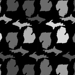 Michigan State Shape Pattern Black and White