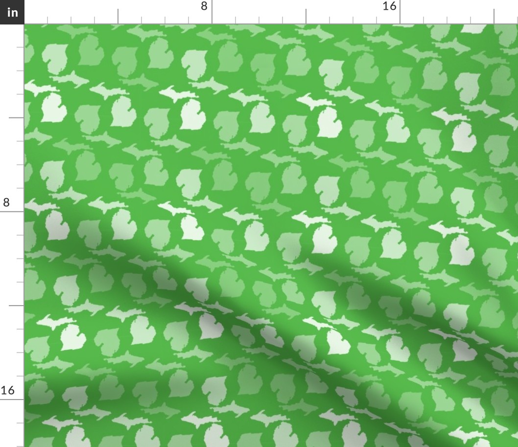 Michigan State Shape Pattern Lime Green and White