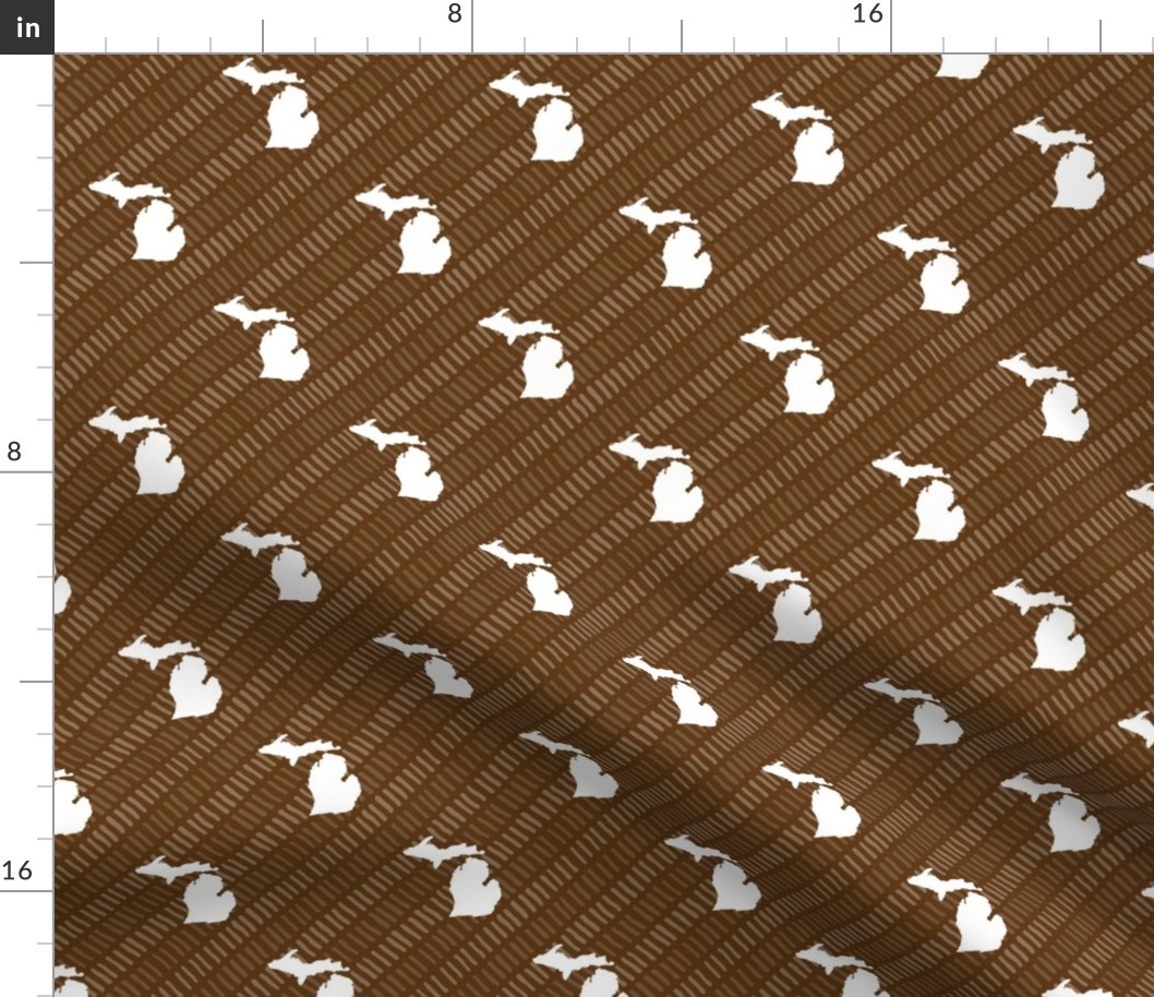 Michigan State Shape Pattern Brown and White Stripes