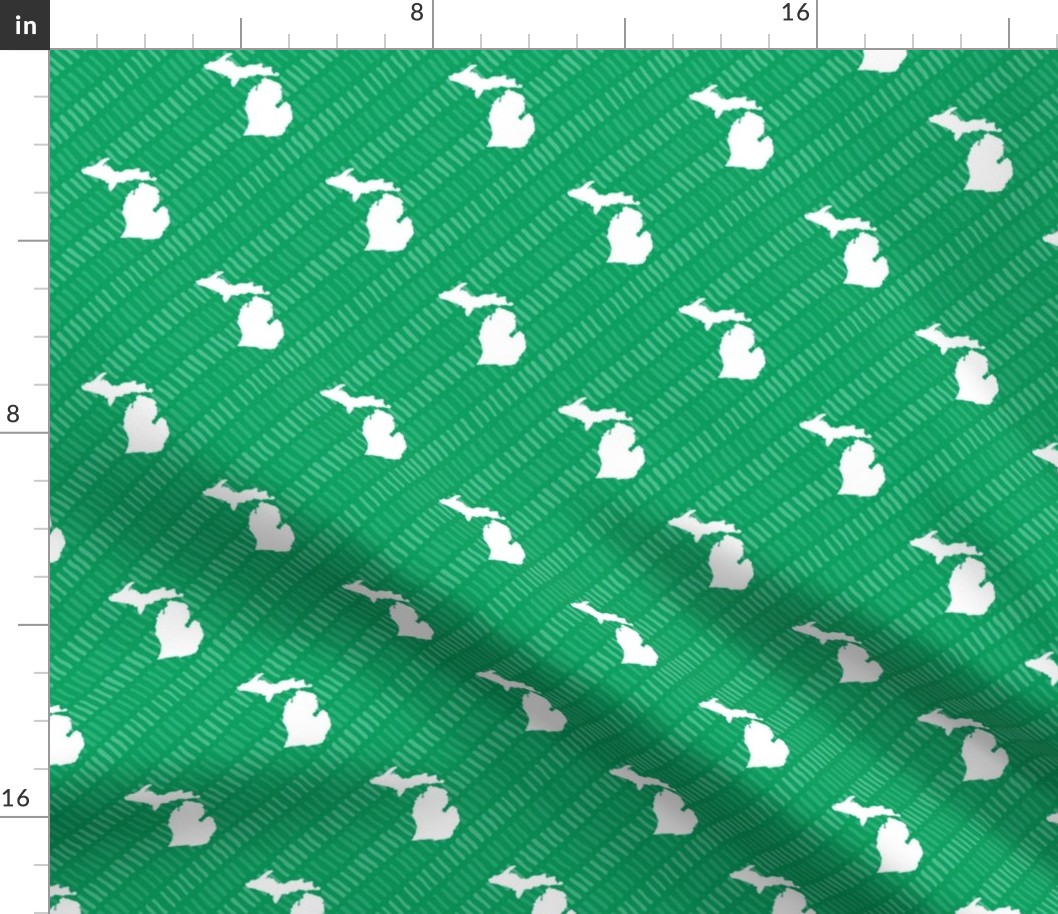 Michigan State Shape Pattern Green and White Stripes