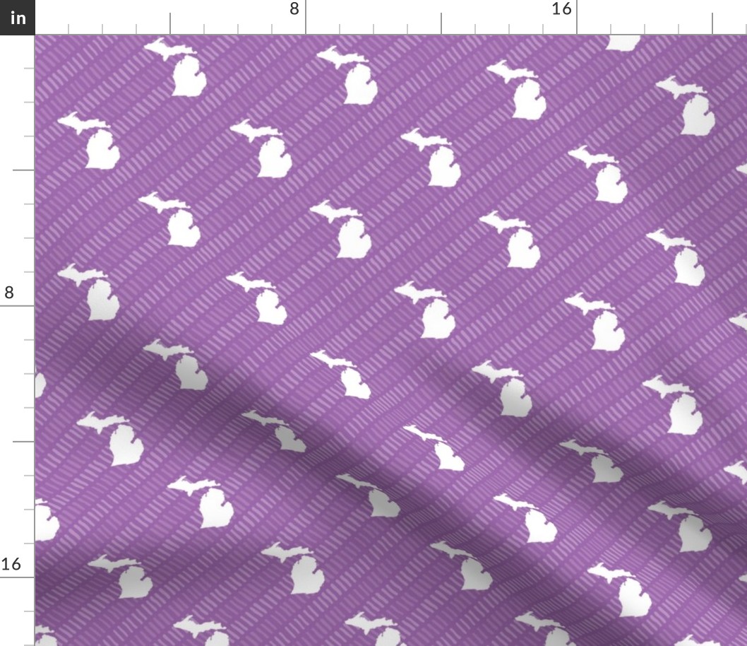 Michigan State Shape Pattern Purple and White Stripes