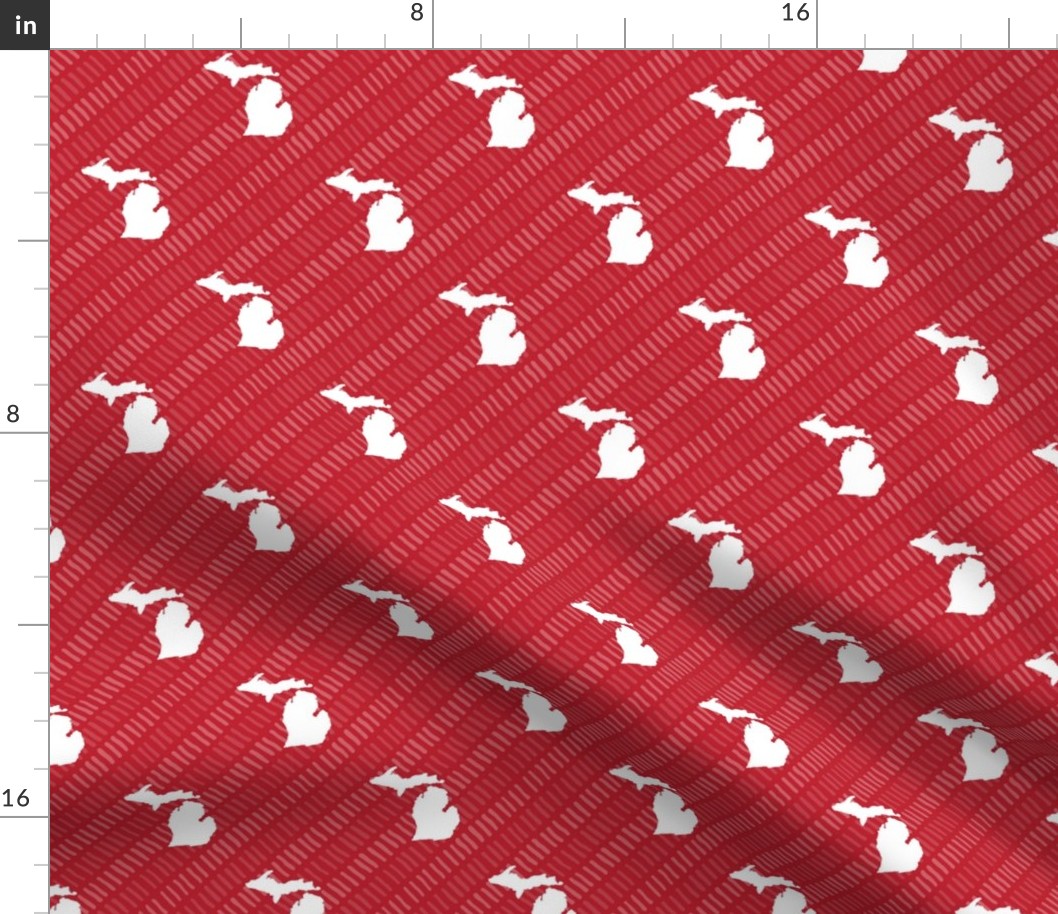 Michigan State Shape Pattern Red and White Stripes